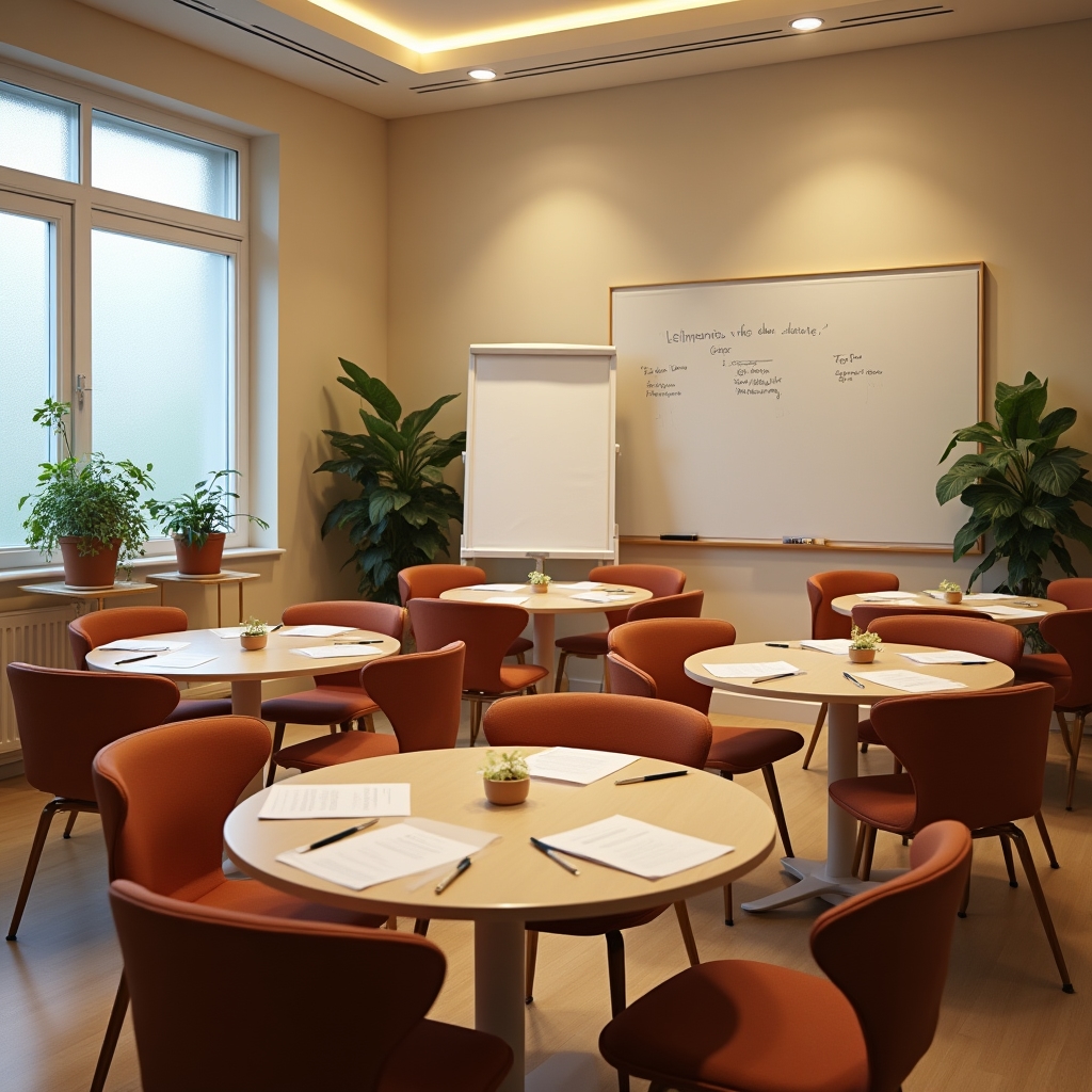 Уютный зал для проведения образовательного семинара по финансовой грамотности